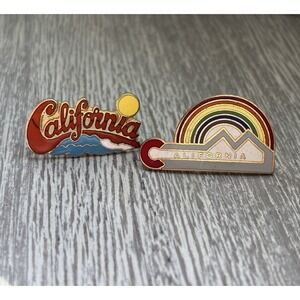 Pair of Vintage California Retro Enamel Brooch Lapel Hat Clothing Pins Set of 2